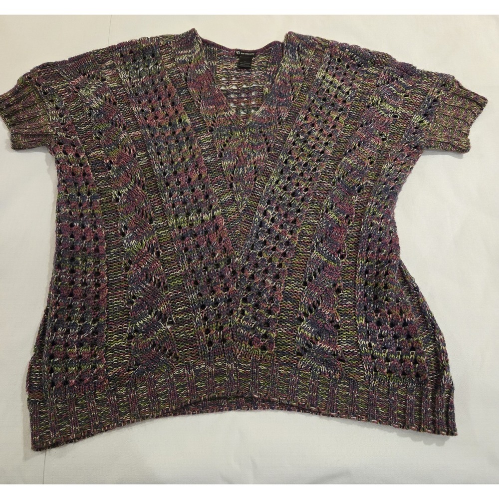 VTG New Directions Women's Open Crochet Knit Short Sleeve Layer Top Size Large